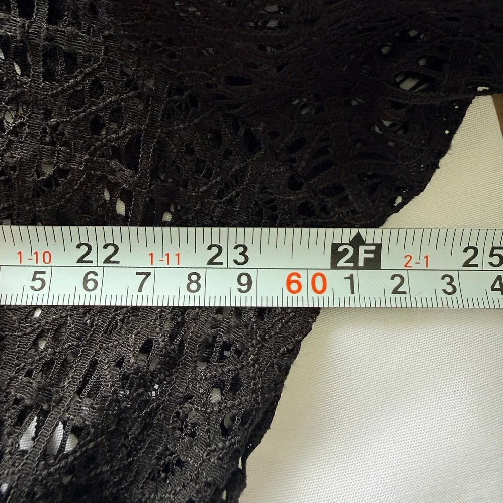 NWT Crochet Lace Blouse 1X Black Sheer Boho Festival Bell Sleeve Top Stretch - Picture 9 of 13